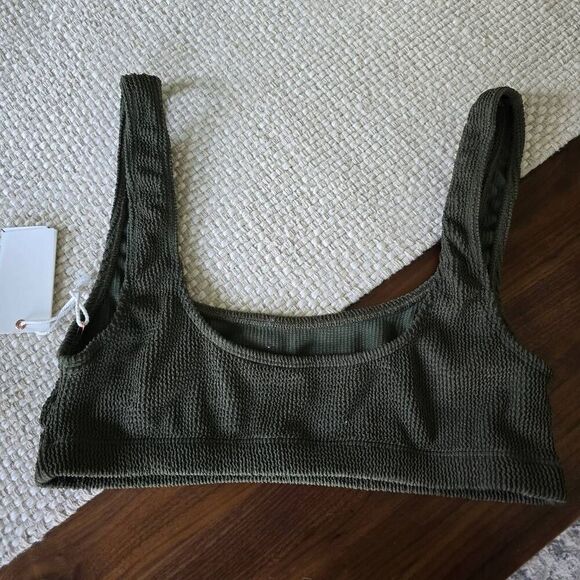 Good American Swim Top Women's 5/6 Green Polyester Always Fits Sculpt Scoop Neck - Picture 5 of 6